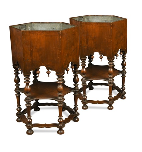 Lot 450 - A pair of 19th century Dutch walnut hexagonal jardinieres