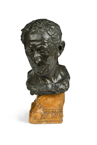 Lot 328 - Alfredo Pina (Italian, 1883-1966) Julius Caesar, a bronze mask