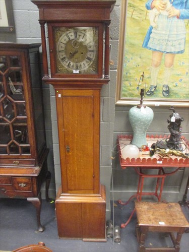 Lot 496 - An oak longcase clock, signed William Stokes,...