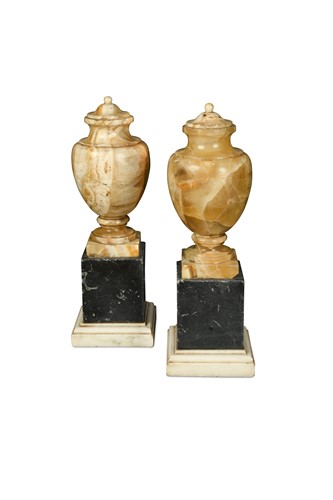 Lot 343 - A pair of 19th century marble garniture urns