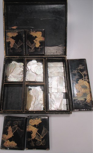 Lot 225 - A 19th century lacquer box with mother of...