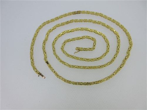 Lot 208 - A Byzantine link long chain necklace