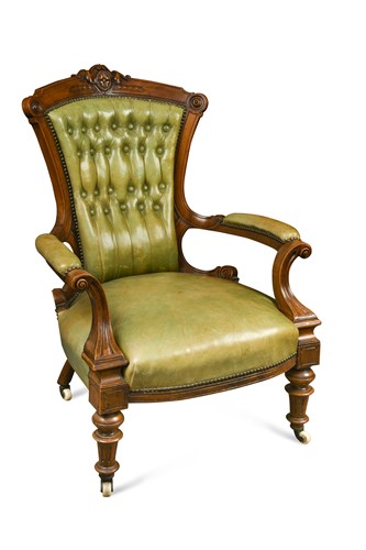 Lot 347 - A mid Victorian walnut framed armchair