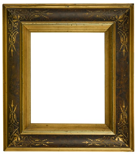 Lot 236 - A pair of French gilded and faux walnut frames
