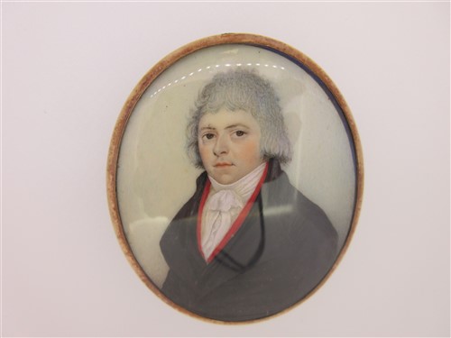 Lot 125 - A portrait miniature attributed to Adam Buck with hairwork and enamel back