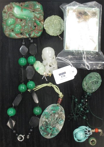 Lot 370 - A collection of jade and hardstone jewellery