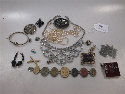 Lot 373 - Two cultured pearl necklaces and a lava cameo...