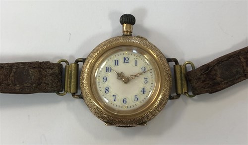 Lot 454 - Unsigned - A lady's pocket watch with wristwatch conversion and enamelled reverse
