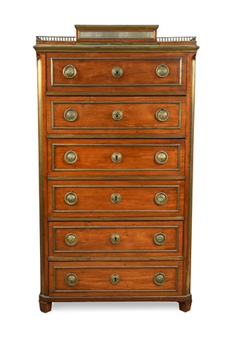 Lot 470 - A 19th century French mahogany and brass mounted chest of drawers
