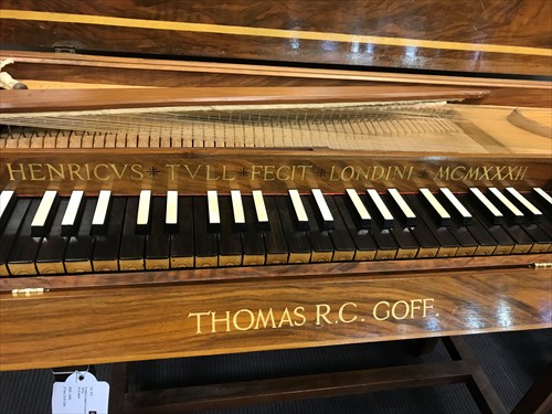 Lot 572 - A walnut cased 4 octave Clavichord by Henry Tull, dated 1932