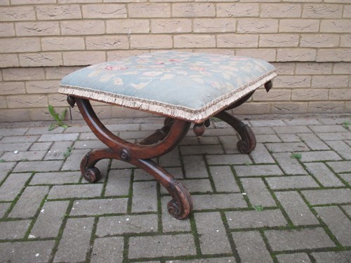 Lot 638 - A 19th century faux rosewood X-framed stool
