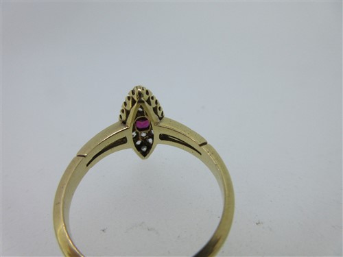 Lot 93 - A Victorian diamond and ruby navette ring and a diamond and ruby heart brooch
