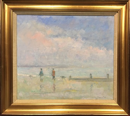 Lot 49 - John Denahy, NEAC (b. 1922), Walk on the beach,...