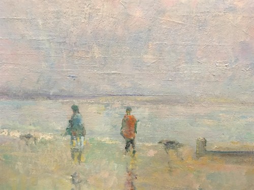 Lot 49 - John Denahy, NEAC (b. 1922), Walk on the beach,...