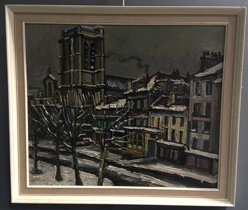 Lot 51 - René Chambon (French, b. 1888), Winter street...