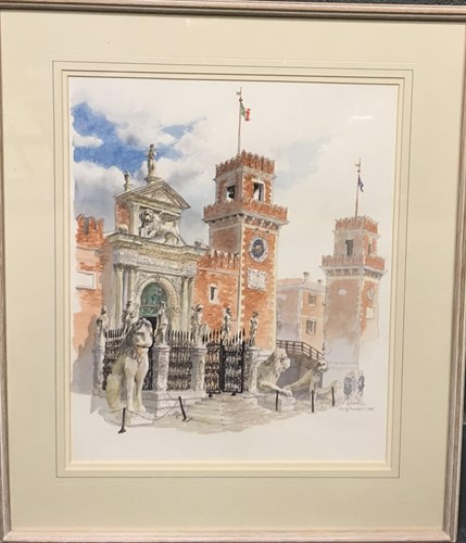 Lot 17 - W J Maskell, Arsenale di Venezia, watercolour,...