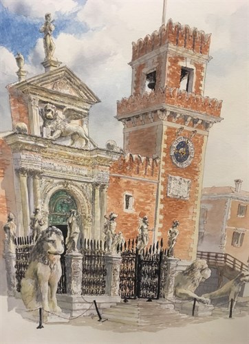 Lot 17 - W J Maskell, Arsenale di Venezia, watercolour,...