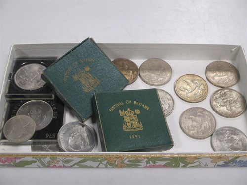 Lot 349 - Seven 1935 rocking horse crowns, two 1951...