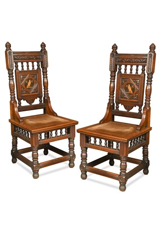 Lot 458 - A pair of Gillows 19th century mahogany hall chairs