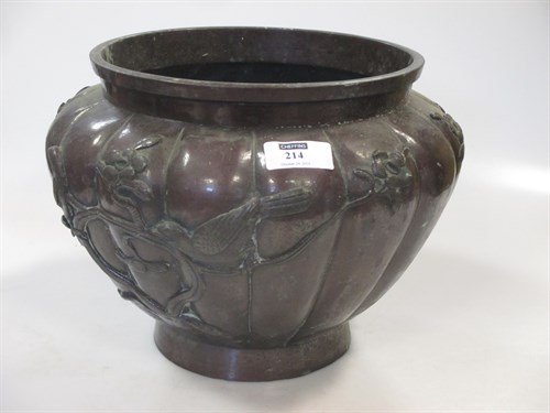Lot 214 - A Japanese bronze planter