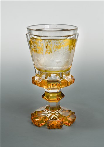 Lot 8 - A 19th century Bohemian amber glass goblet