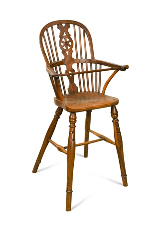 Lot 405 - An 18th century yew wood child's chair