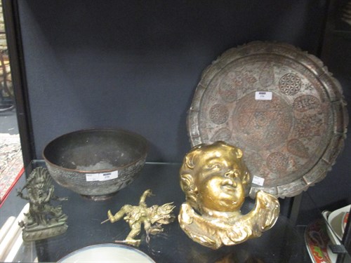 Lot 256 - An Eastern bronze figure and other items