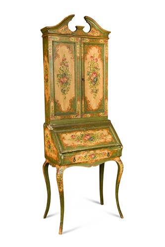 Lot 573 - A 19th century Venetian painted bureau cabinet