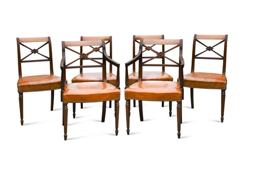 Lot 522 - A set of six 19th century mahogany dining chairs
