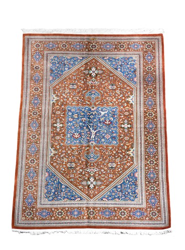 Lot 533 - A small North West Persian silk rug
