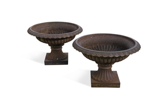 Lot 591 - A pair of Victorian cast iron campagna urns