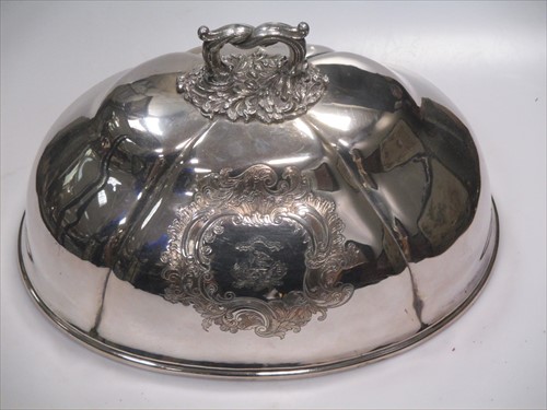 Lot 259 - A Victorian plated crested meat dome