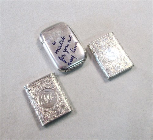 Lot 338 - A trio of Victorian silver vesta cases by Sampson Mordan & Co