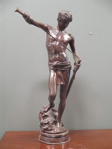 Lot 287 - After Antonin Merice a bronze, David standing...