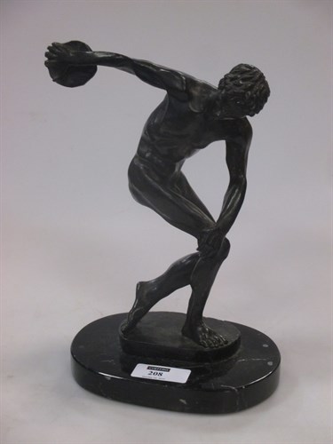 Lot 208 - After the antique, a bronze discus thrower,...