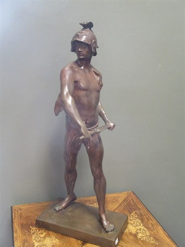 Lot 281 - jAfter Picault, a bronze warrior drawing his...