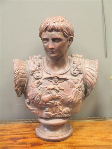 Lot 285 - A stoneware bust of Augustus Caesar, 64cm high