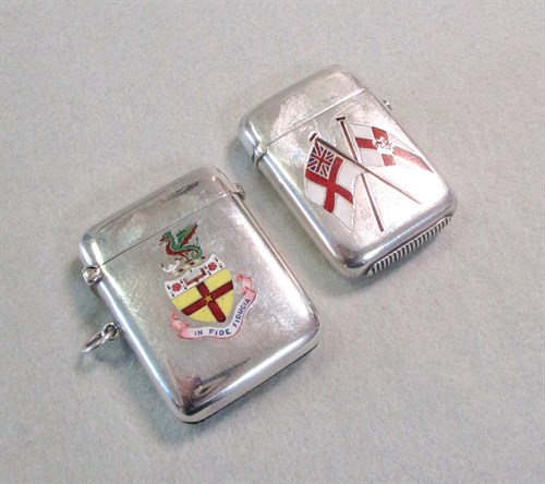 Lot 337 - Two Victorian silver vesta cases with enamel decoration