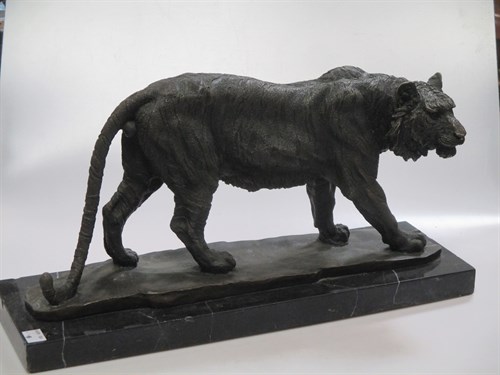 Lot 280 - A Japanese style bronze figure of a tiger on...
