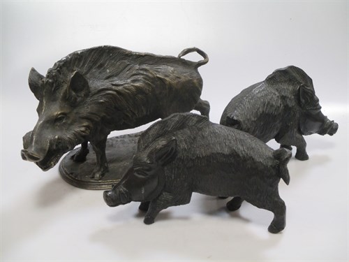 Lot 282 - After Mene, a bronze figure of a boar 31cm...