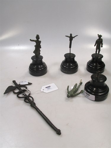 Lot 322 - A Roman bronze figure of Mercury 6cm high...
