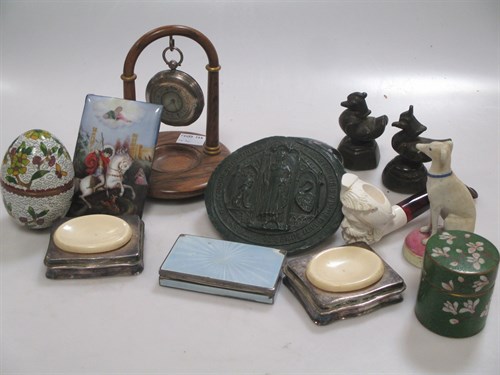 Lot 323 - Two Burmese opium duck weights, a pocket watch,...
