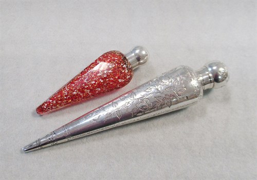 Lot 352 - Two Victorian silver travelling scent bottles