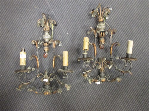 Lot 344 - A pair of early 20th centuiry wall lights with...