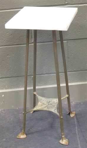 Lot 674 - An Art Nouveau brass stand with marble top