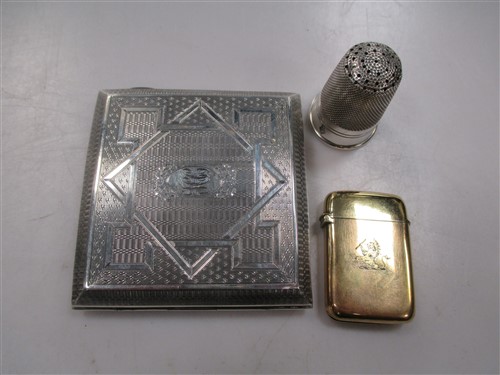 Lot 219 - A silver cigarette case, together with an...