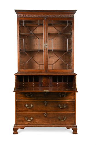 Lot 465 - A George III mahogany secretaire bookcase