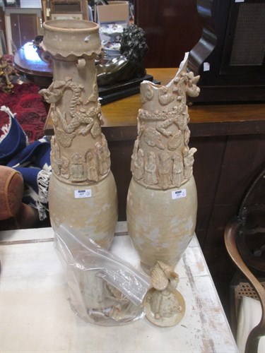 Lot 337 - A Pair of large Chinese celadon Qingbai glazed...