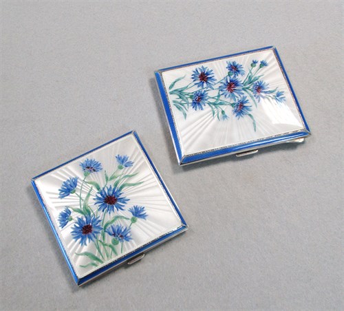 Lot 328 - A mid 20th century silver and enamel compact and matching cigarette case