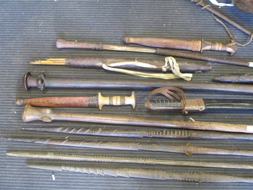 Lot 140 - Four early 20th century African fishing spears...